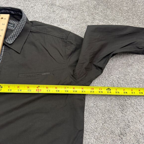 7 Diamonds Button Down Shirt Men Medium Black Long Sleeve Plaid Flip Cuff Casual - Picture 15 of 16